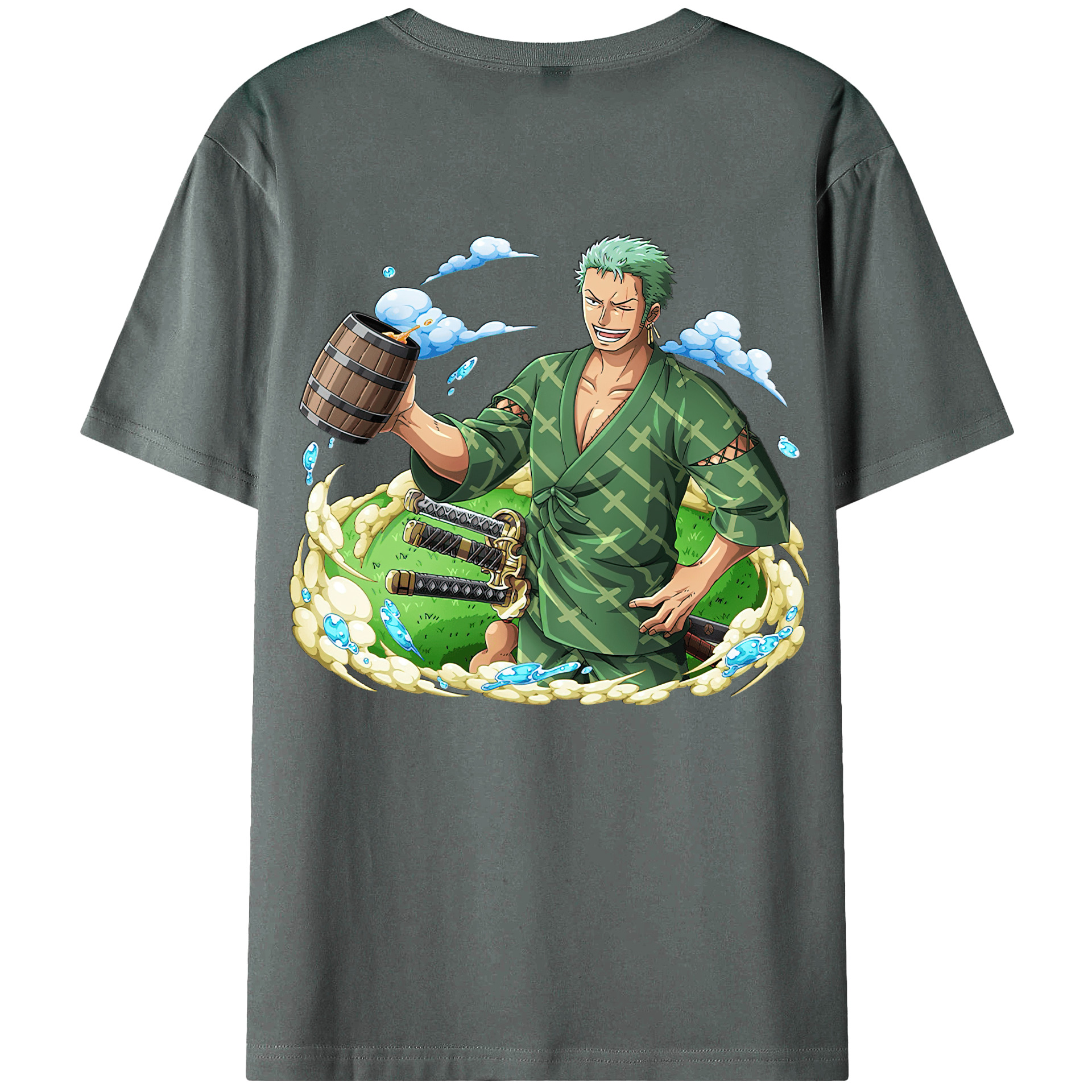ワンピース ロロノア・ゾロ ONE PIECE Roronoa Zoro 綿100％ メンズ半袖Tシャツ（バックプリント） 通気性